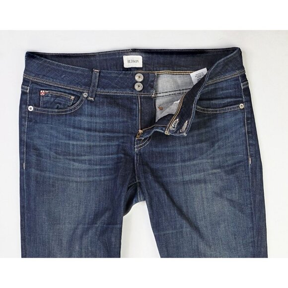 Hudson Size 30X32 Womens Ginny Crop Straight With Cuff Blue Denim 5 Pocket Jeans - Picture 12 of 13